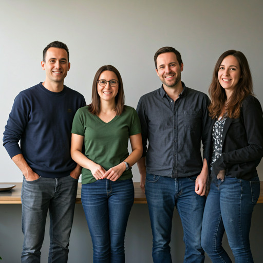 Equipe Quadras Online trabalhando junta em um escritório moderno